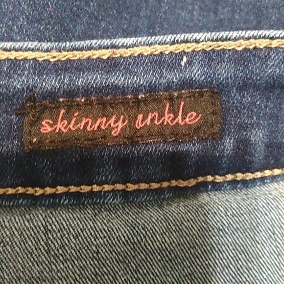 Earl - Women's Skinny Ankle Blue Jeans with Red Stripe - Size 14 - Picture 7 of 7